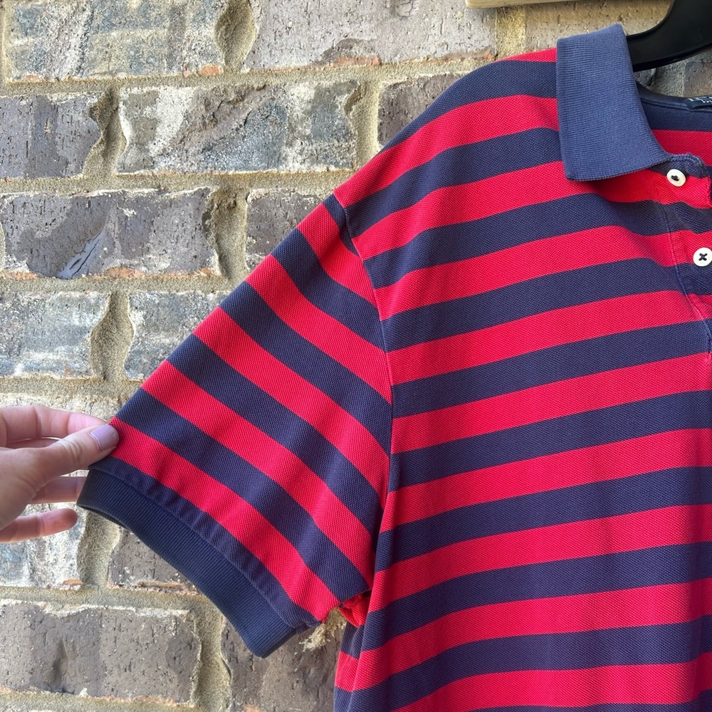 Y2K POLO RALPH LAUREN Striped Short Sleeve Polo Prep Old Money Dad Collegiate XL - Picture 4 of 14
